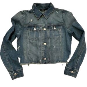 G by Giuliana Puff Sleeve Denim Jacket Blue XS Aporox 17" Length
Distressed New